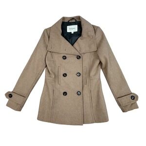 Thread & Supply Womens Small Camel Double Breasted Peacoat Button Up Wool Pocket